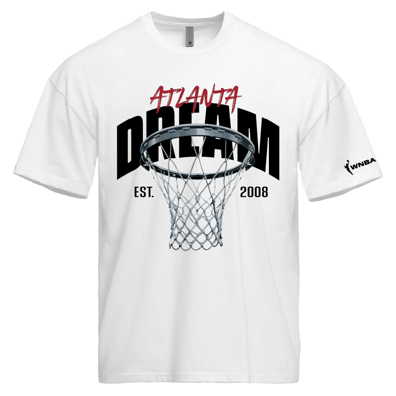 Atlanta Dream Hoops Tee (Logo lock up with large basketball hoop and net on front of tee)